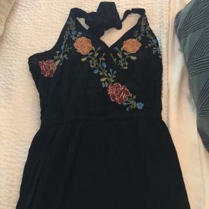 Black and floral jump suit